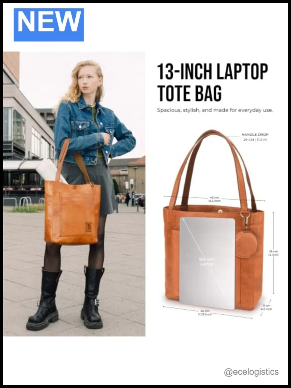 Vintage Genuine Leather Tote Handbag Women's Shoulder Bag Roomy Travel Purse